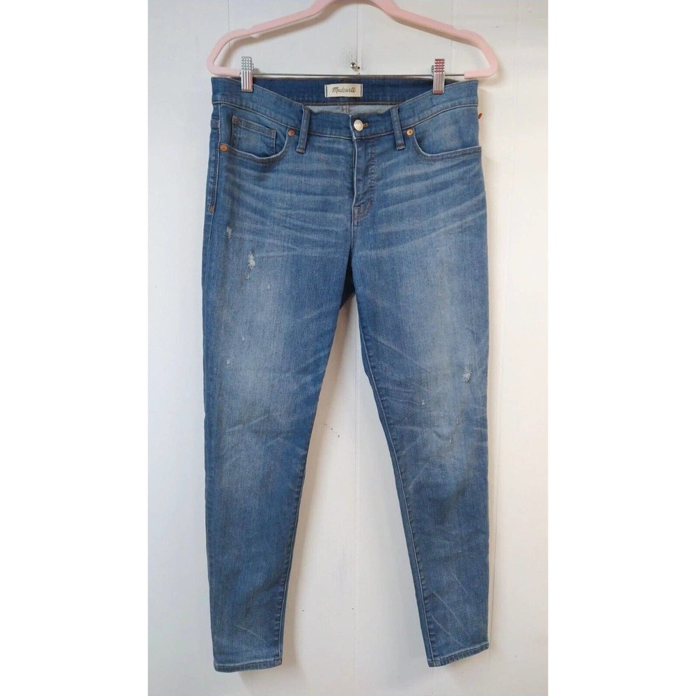 Madewell WM 31 "8 Inch Skinny" Jeans Blue Distressed Medium Wash 5 Pockets